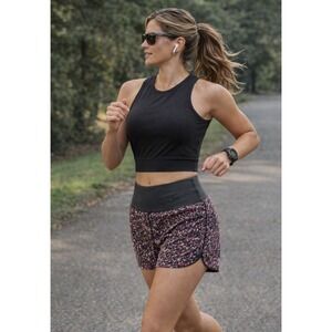 Lululemon Speed Up Shorts Multi Color Print Black Waistband Women's Size 6.    G